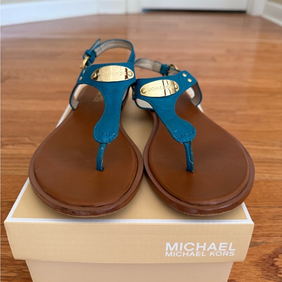 Michael Kors Blue and Brown Sandals - Picture 1 of 3